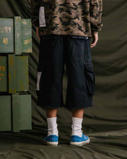 GROCERY BAGGY CARGO SHORTS/ BLACK