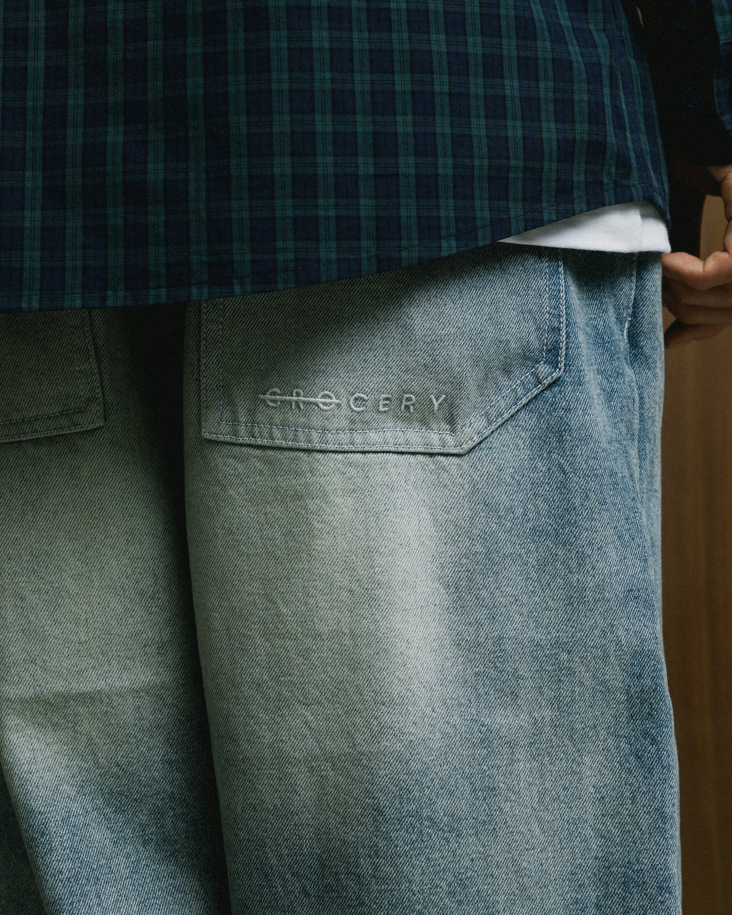 GROCERY BAGGY FADE WASHED DENIM JEANS / FADED BLUE