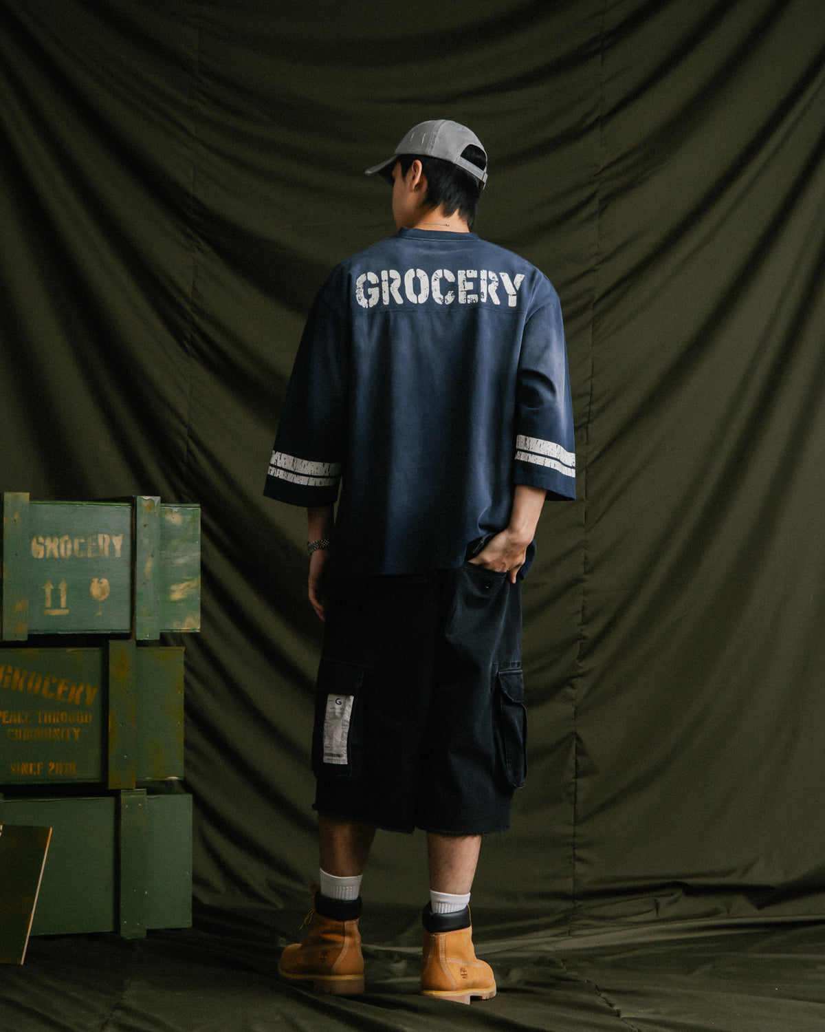 GROCERY WASHED 24 MID SLEEVE TEE/ NAVY