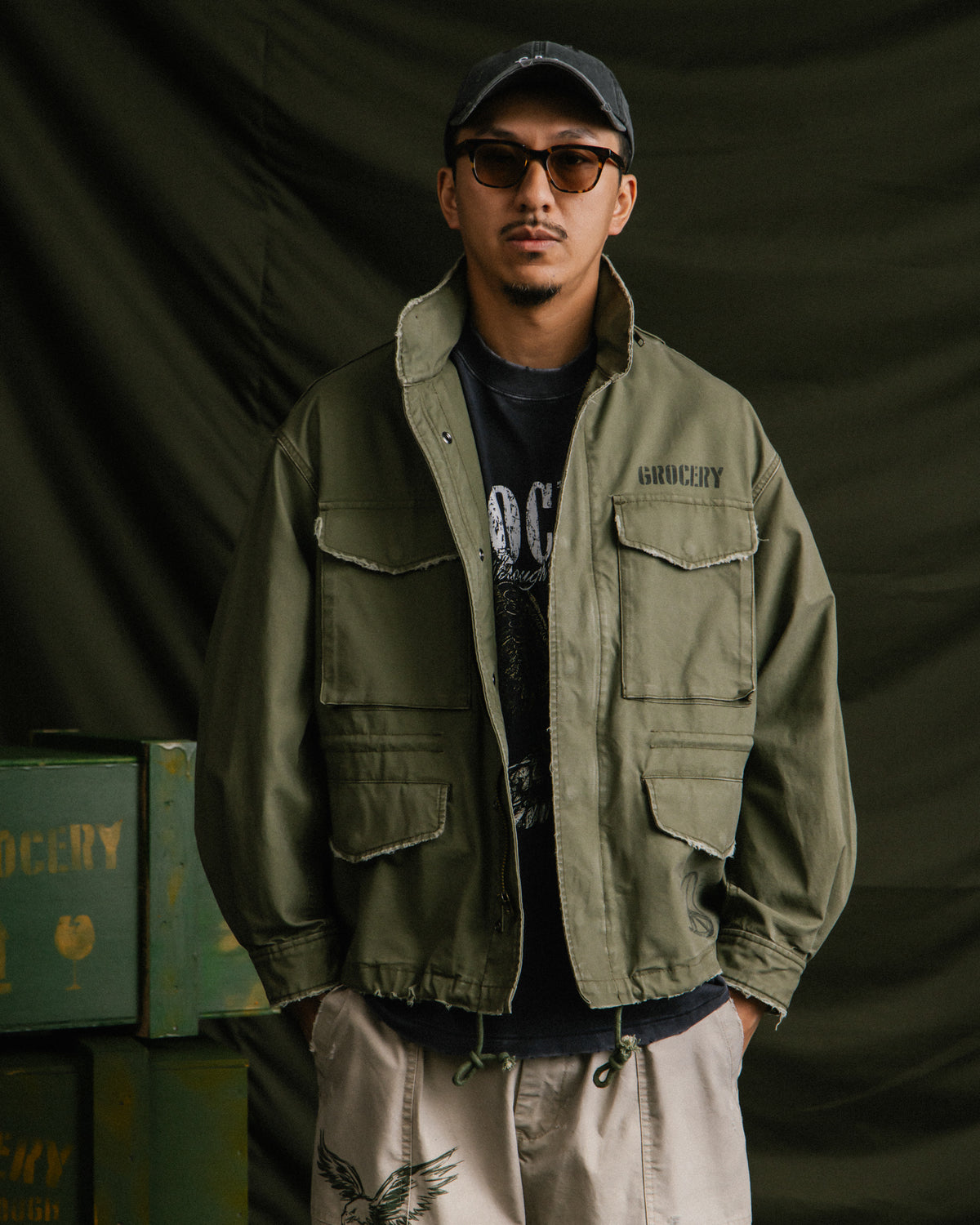 GROCERY M-65 MILITARY FIELD JACKET/ OLIVE
