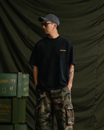 GROCERY x CITY OF DARKNESS GOLDEN DRAGON WASHED GRAPHIC BOXY TEE/ BLACK