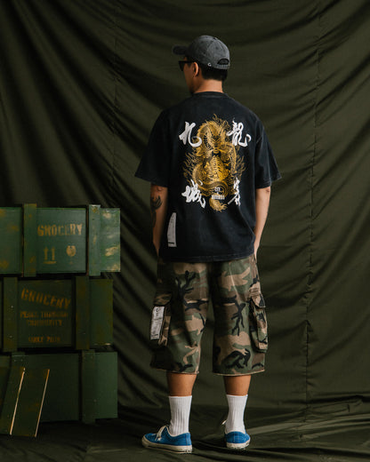 GROCERY x CITY OF DARKNESS GOLDEN DRAGON WASHED GRAPHIC BOXY TEE/ BLACK
