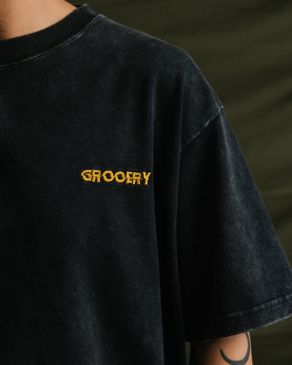 GROCERY x CITY OF DARKNESS GOLDEN DRAGON WASHED GRAPHIC BOXY TEE/ BLACK