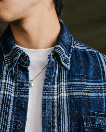 GROCERY VINTAGE WASHED FLANNEL CHECK SHIRT/ NAVY