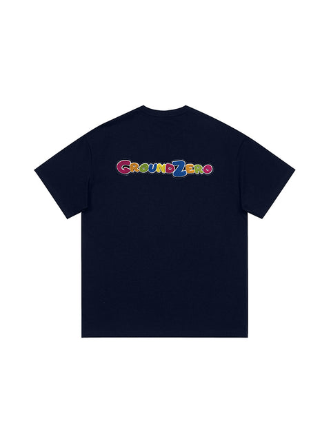 GROUNDZERO CREW NECK LOGO T-SHIRT-003/ NAVY