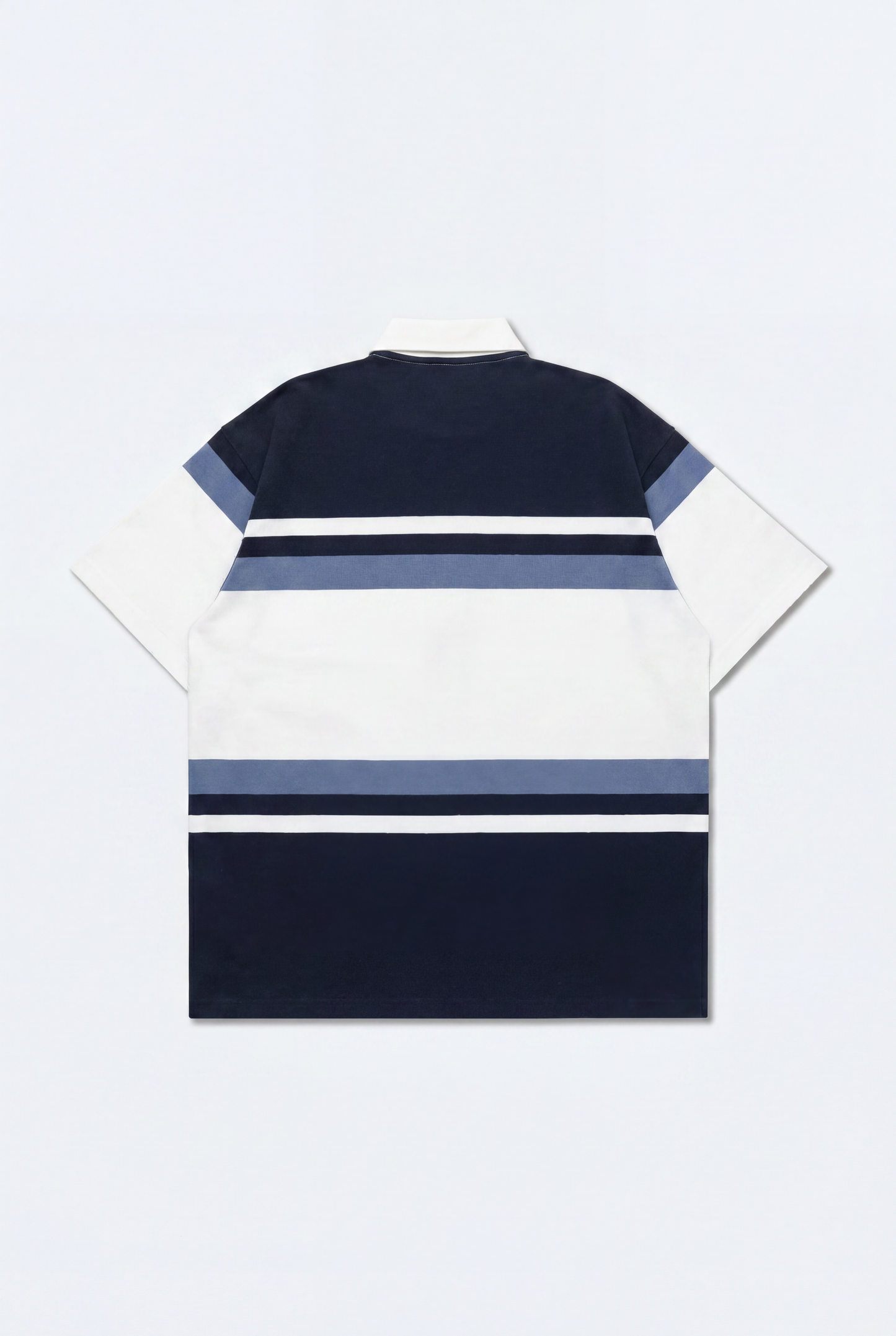 GROCERY COLLEGE LOGO STRIPE POLO SHIRT/ CREAM & NAVY