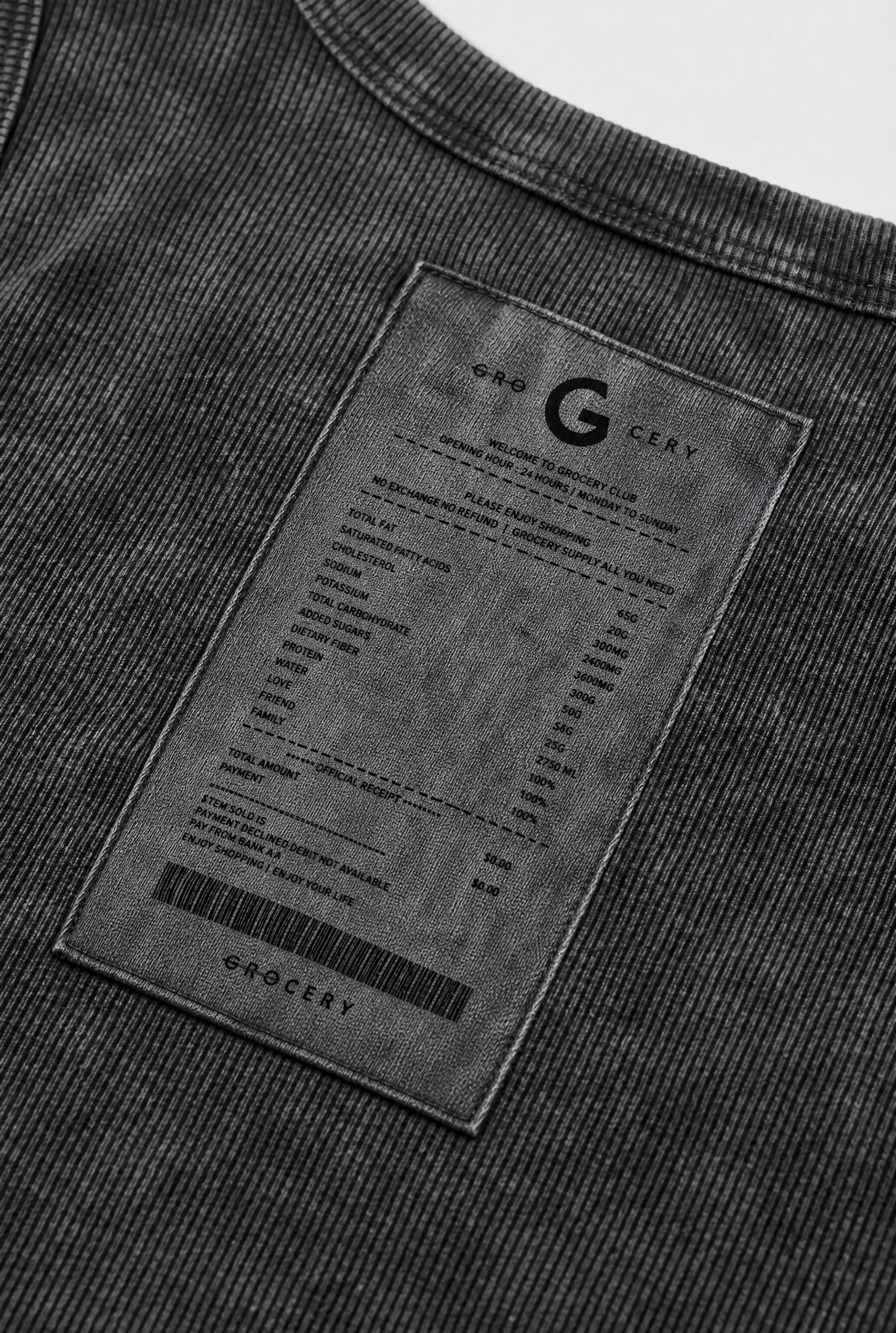 GROCERY WASHED INVOICE TANK TOP/ CHARCOAL