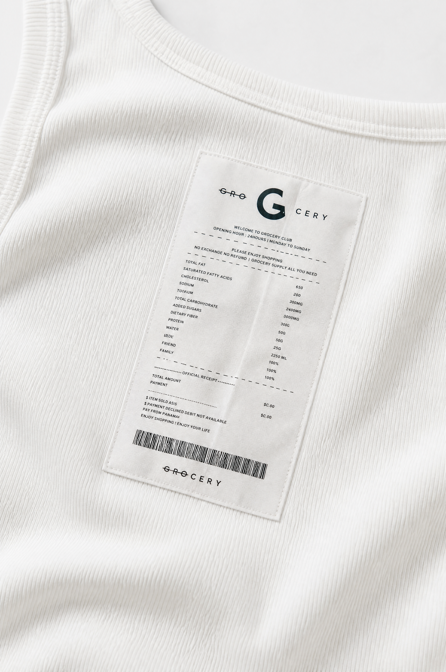 GROCERY INVOICE TANK TOP/ WHITE
