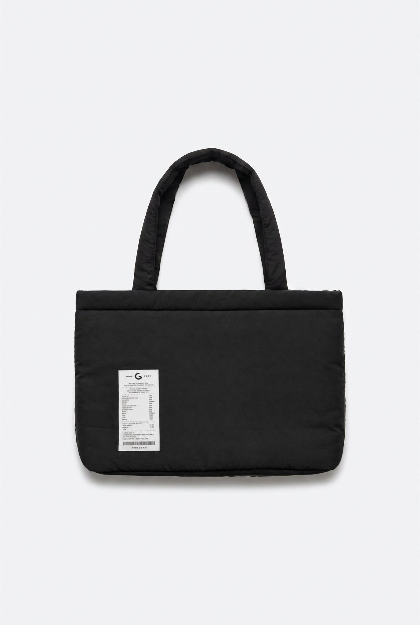 GROCERY PUFFY NYLON TOTE BAG/ BLACK