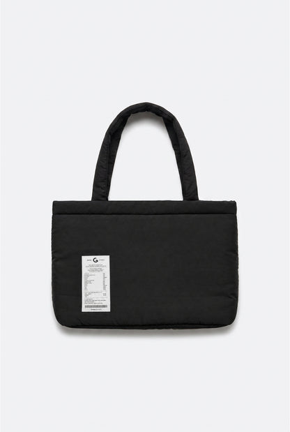 GROCERY PUFFY NYLON TOTE BAG/ BLACK