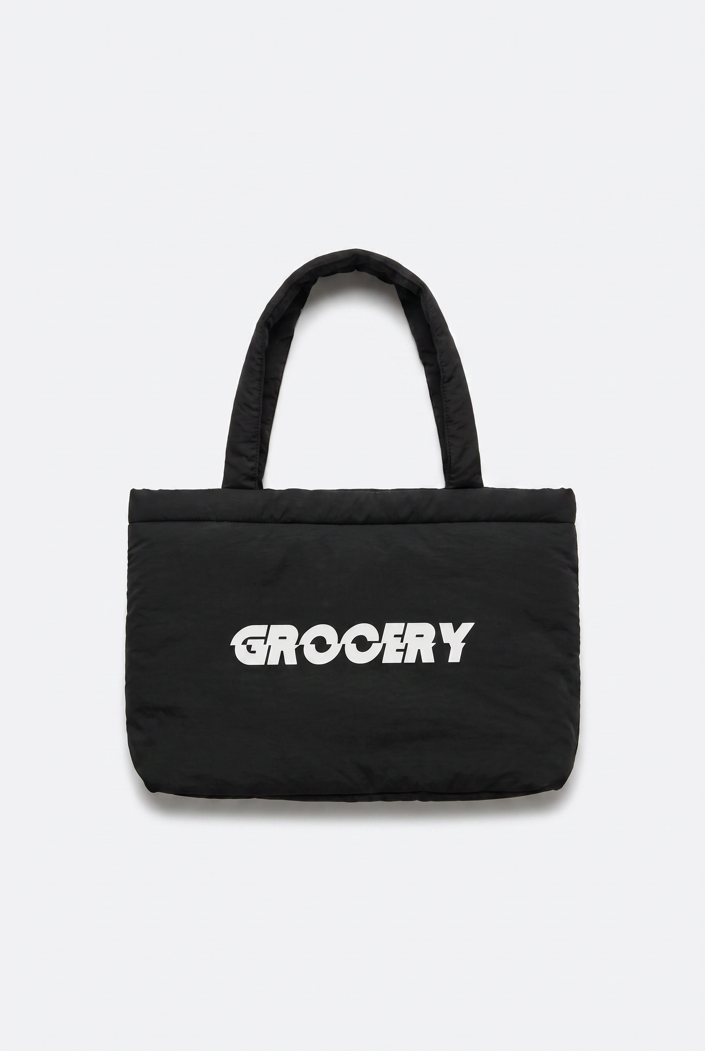 GROCERY PUFFY NYLON TOTE BAG/ BLACK