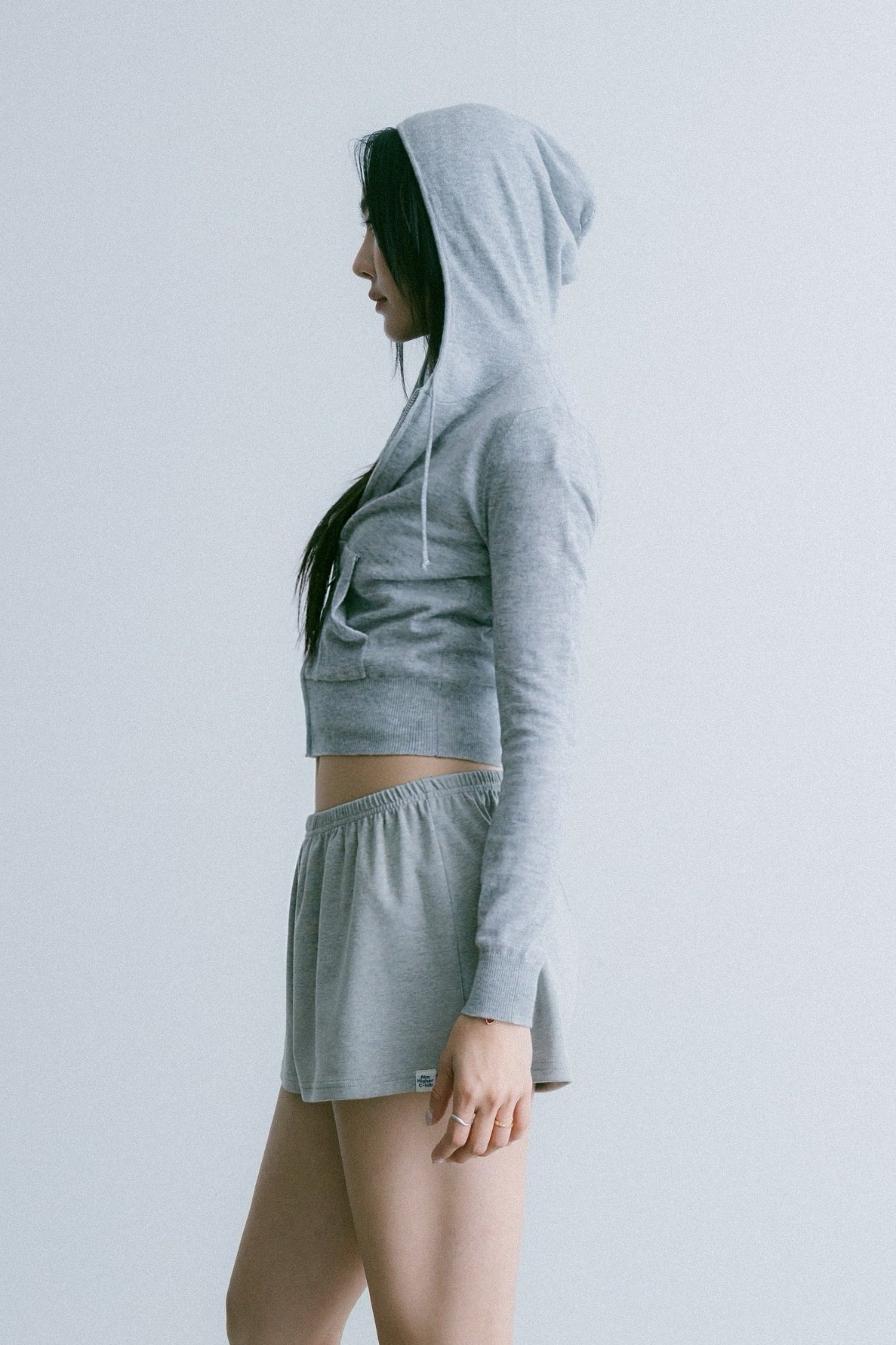 Aim Higher Club Essential Hooded Zip-Up Merino Cardigan/ Flecking Grey