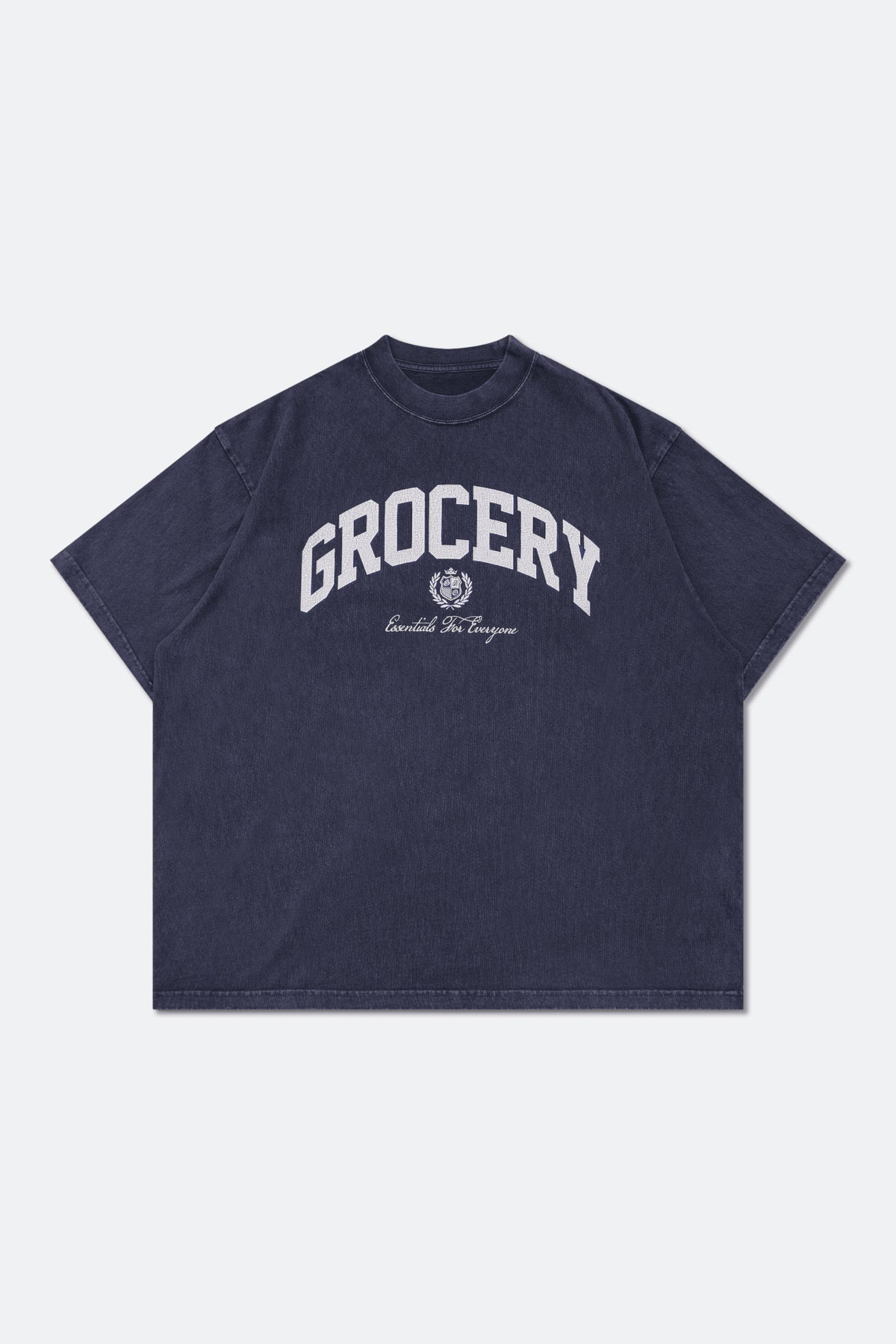 GROCERY VINTAGE COLLEGE LOGO WASHED BOXY TEE/ NAVY