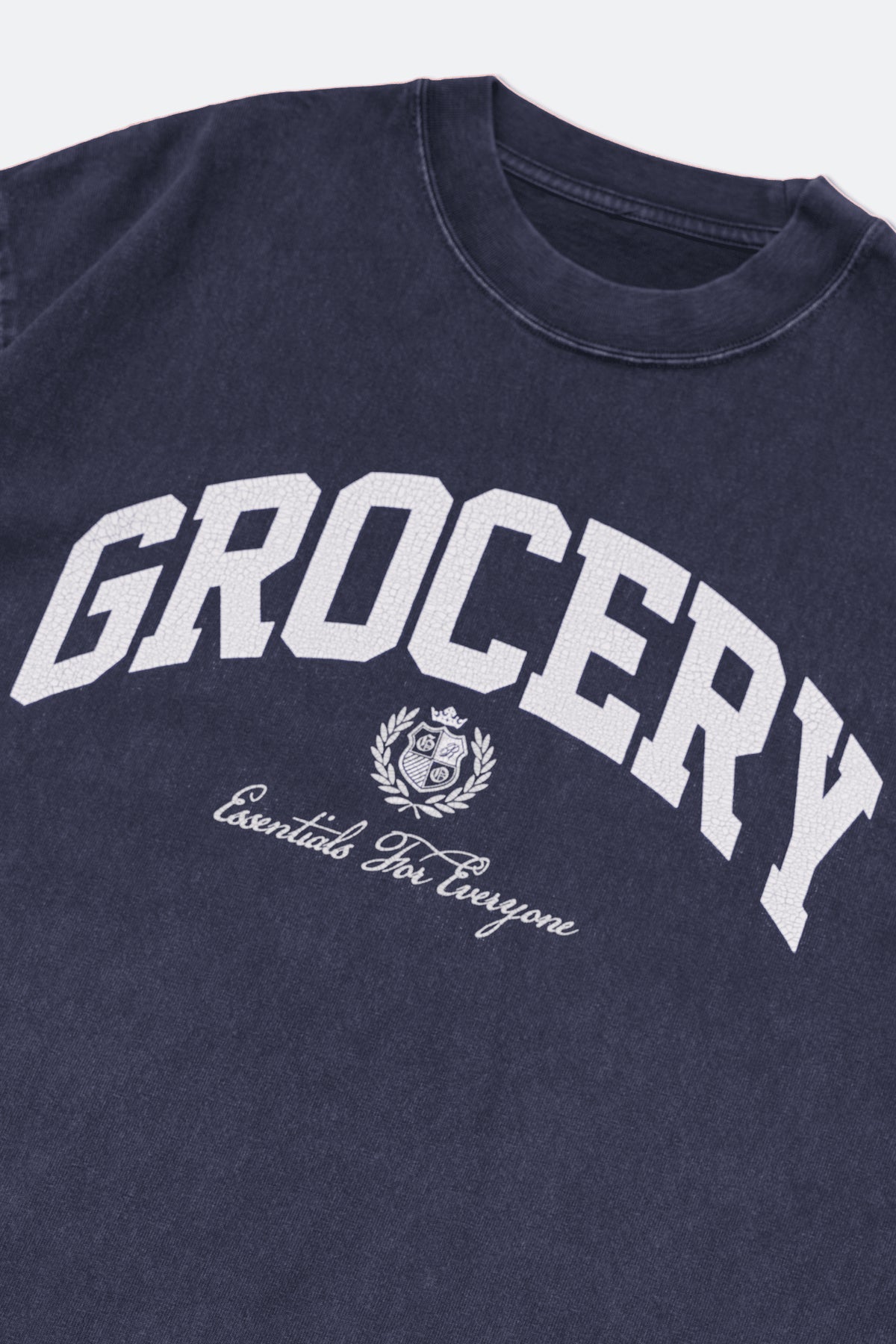 GROCERY VINTAGE COLLEGE LOGO WASHED BOXY TEE/ NAVY