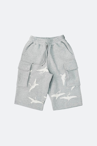 CLUB STUBBORN X OLDSOILISM M47 CROPPED SWEAT PANTS/ LASER CRANE GREY