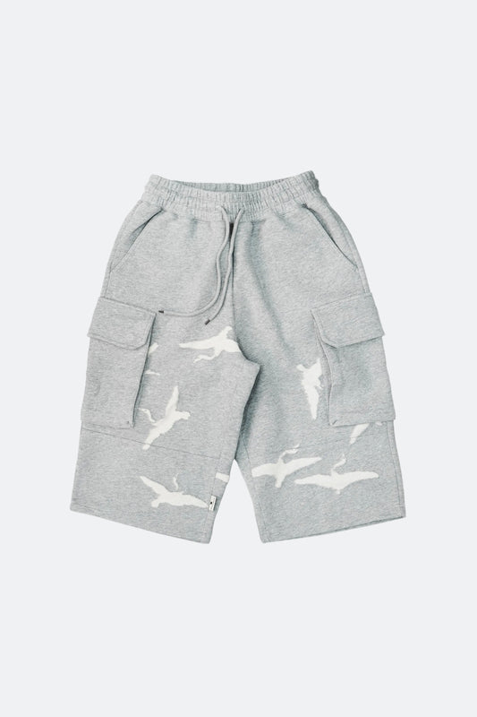 CLUB STUBBORN X OLDSOILISM M47 CROPPED SWEAT PANTS/ LASER CRANE GREY