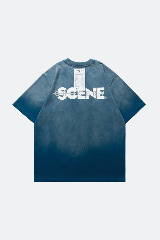 SCENE X GROCERY REFLECTIVE LOGO WASHED INVOICE TEE/ TEAL