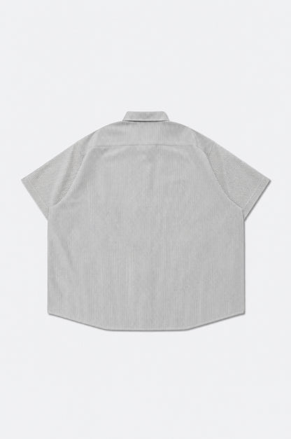 GROCERY POCKET SHORT SLEEVE STRIPE SHIRT/ GREY
