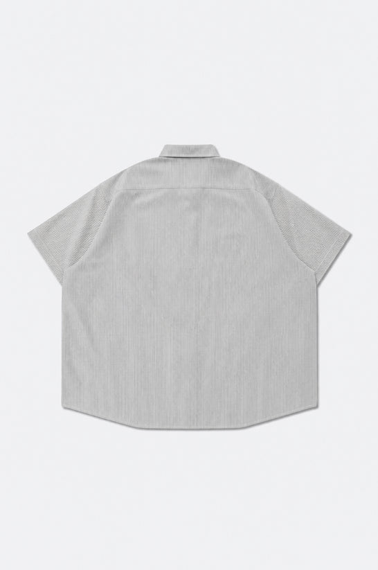 GROCERY POCKET SHORT SLEEVE STRIPE SHIRT/ GREY
