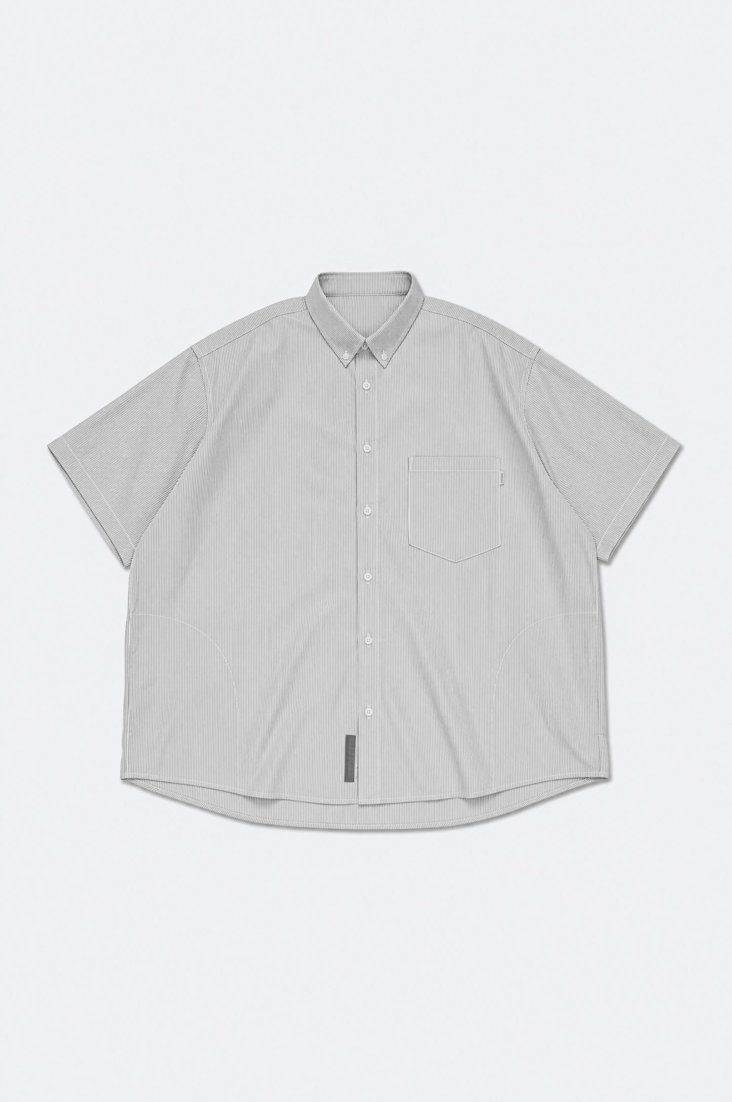 GROCERY POCKET SHORT SLEEVE STRIPE SHIRT/ GREY