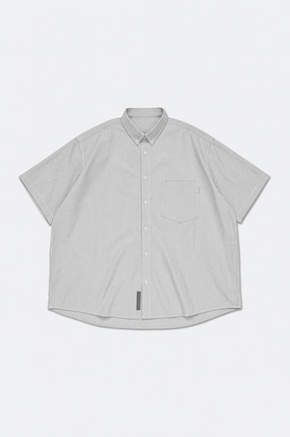 GROCERY POCKET SHORT SLEEVE STRIPE SHIRT/ GREY