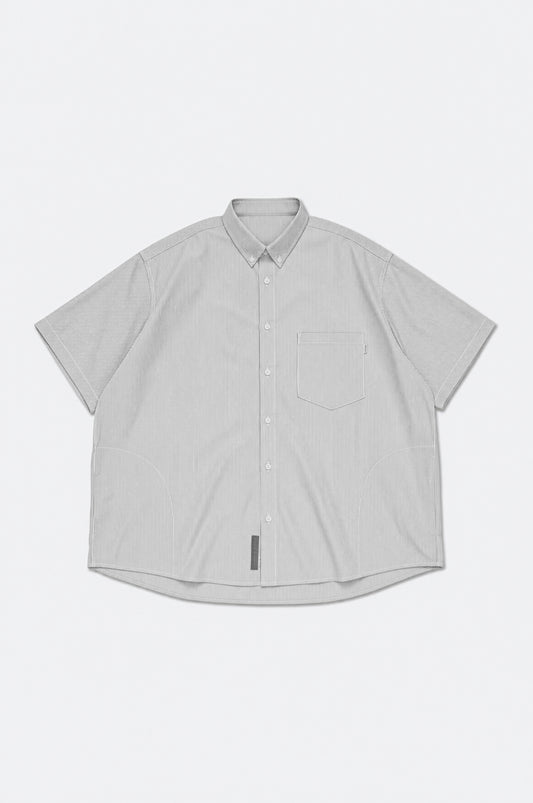 GROCERY POCKET SHORT SLEEVE STRIPE SHIRT/ GREY