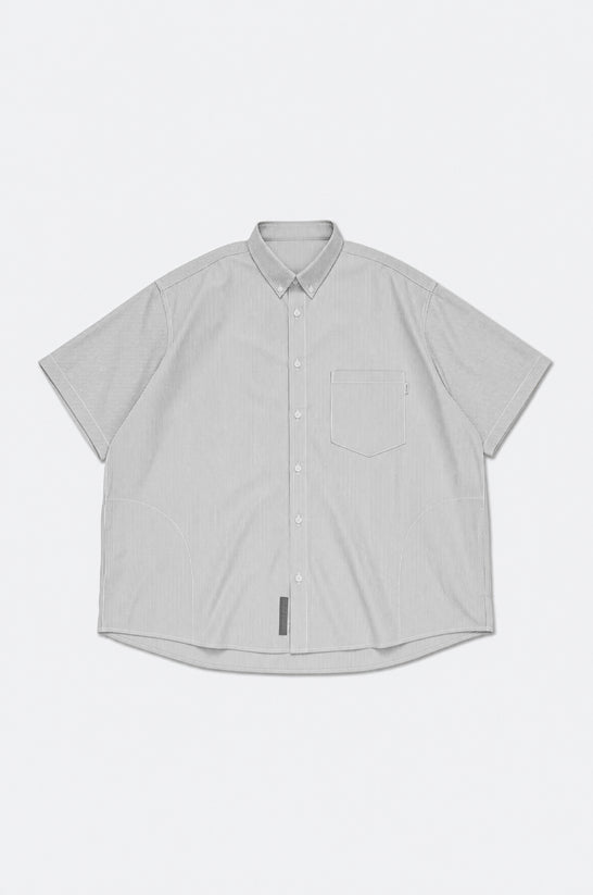 GROCERY POCKET SHORT SLEEVE STRIPE SHIRT/ GREY