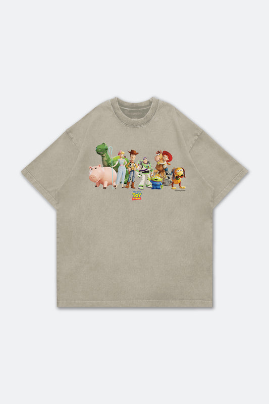 ⁠GROCERY | TARMAC | TOY STORY THE TOYS WASHED GRAPHIC BOXY TEE/ GREY OLIVE