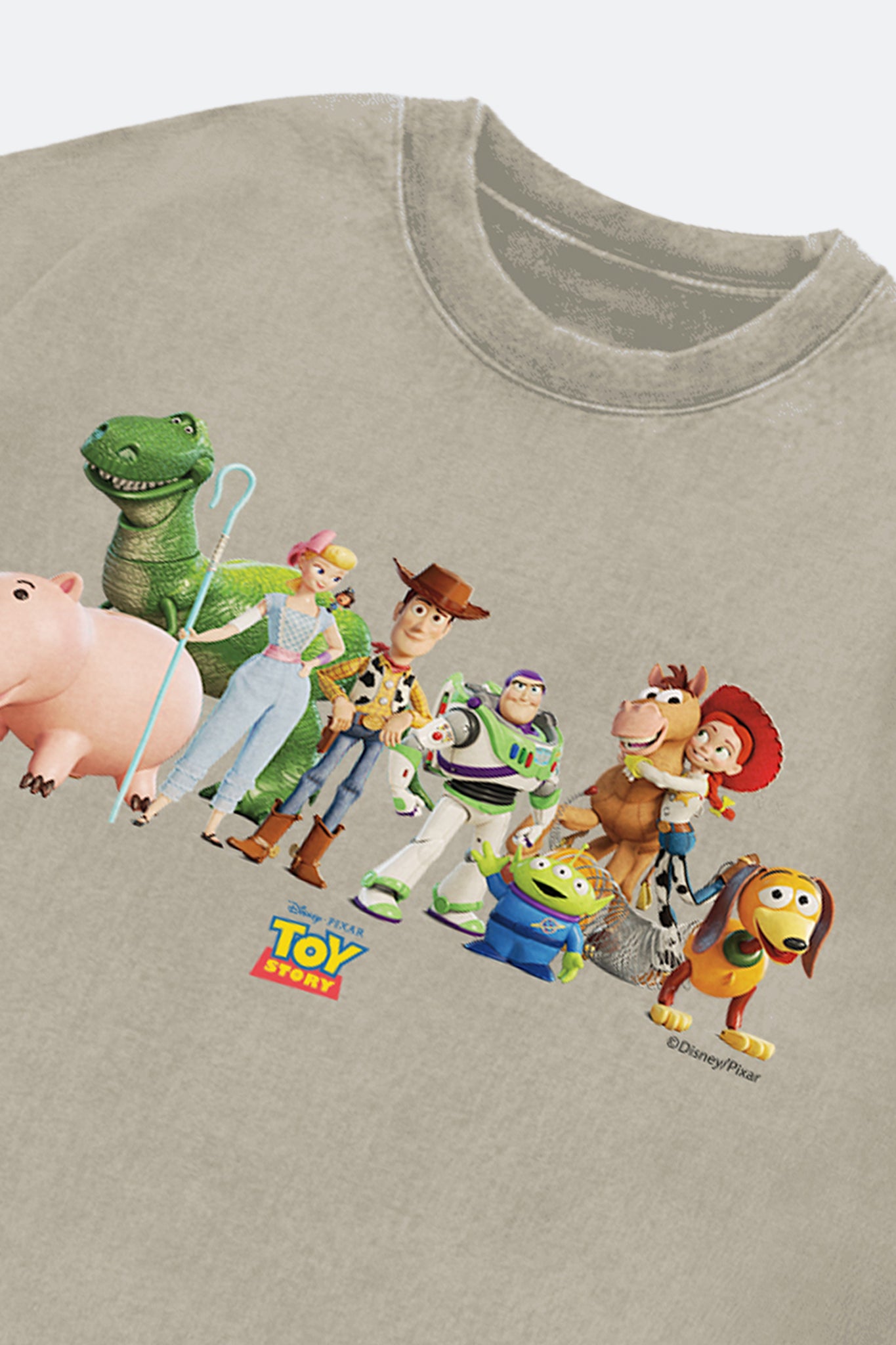 ⁠GROCERY | TARMAC | TOY STORY THE TOYS WASHED GRAPHIC BOXY TEE/ GREY OLIVE