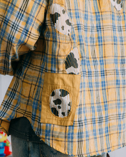 GROCERY | TARMAC | TOY STORY DESTROYED PATCHWORK CHECK SHIRT/ YELLOW