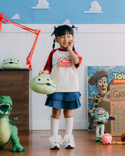 GROCERY | TARMAC | TOY STORY KIDS PIZZA PLANET HAND DRAWN RAGLAN TEE/ RED & IVORY