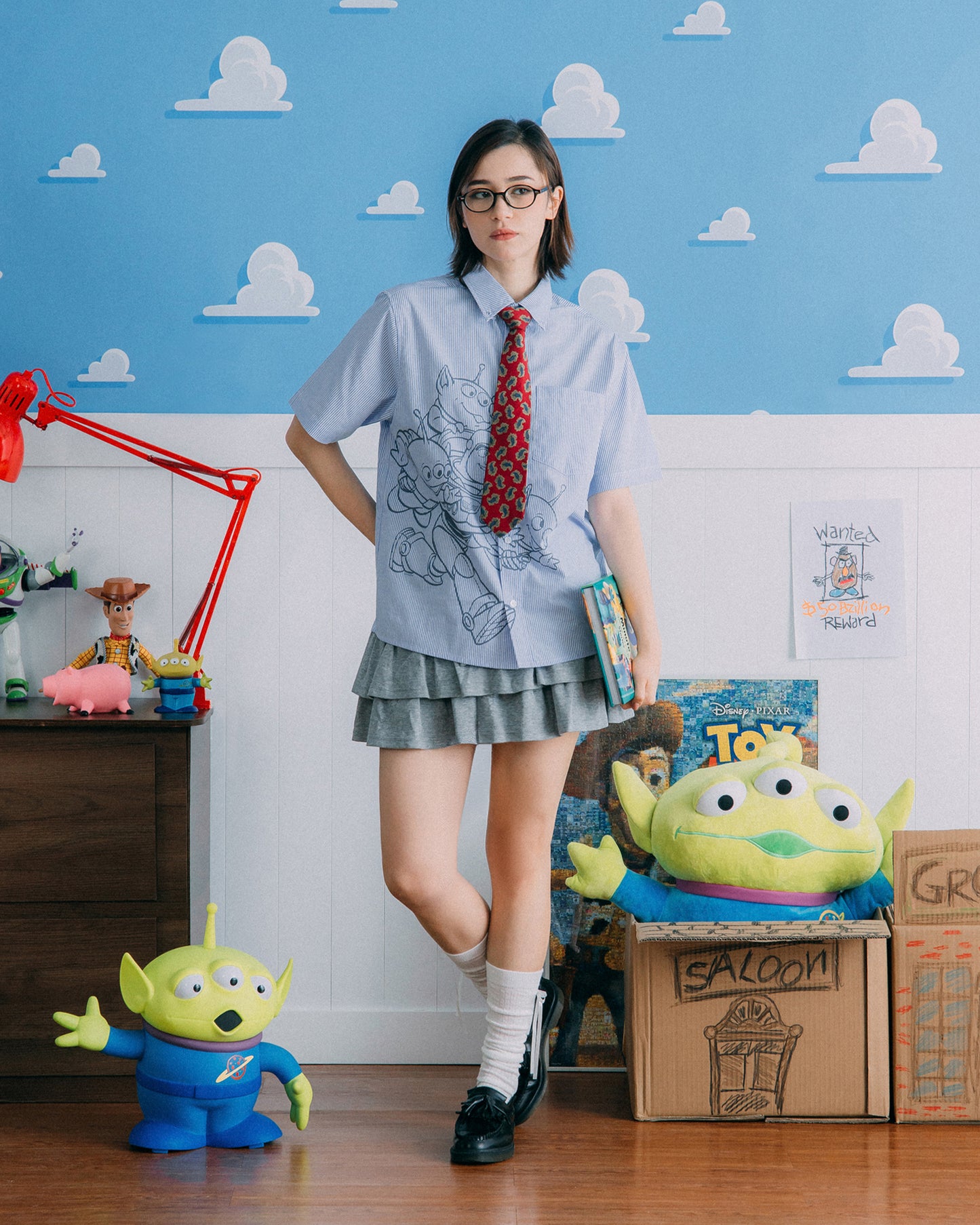 GROCERY | TARMAC | TOY STORY BUZZ & ALIENS STRIPE SHORT SLEEVE SHIRT/ BLUE