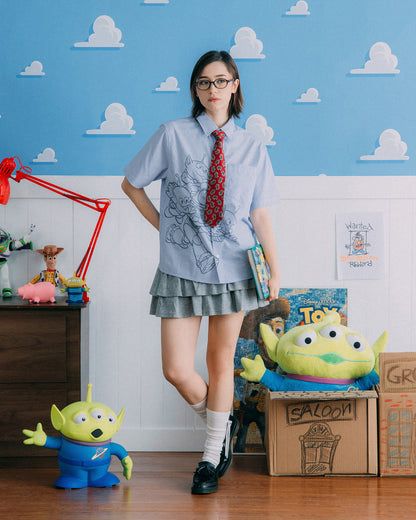 GROCERY | TARMAC | TOY STORY BUZZ & ALIENS STRIPE SHORT SLEEVE SHIRT/ BLUE