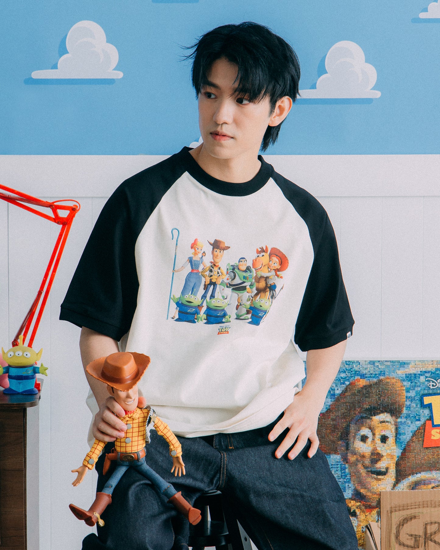 GROCERY | TARMAC | TOY STORY THE TOYS RAGLAN TEE/ BLACK & IVORY
