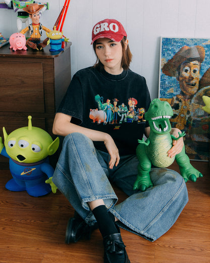 GROCERY | TARMAC | TOY STORY THE TOYS WASHED GRAPHIC BOXY TEE/ BLACK