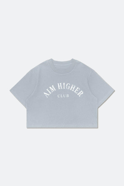 Aim Higher Club Basic Crop Tee/ Grey Baby Blue - GROGROCERY