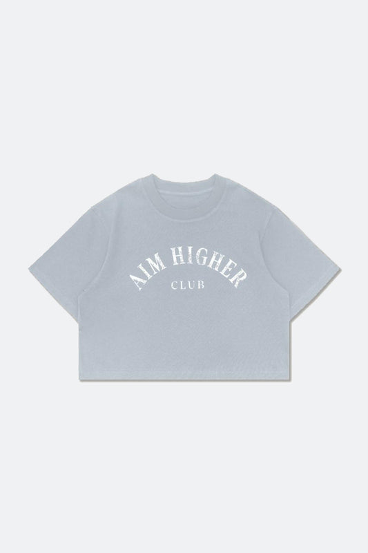Aim Higher Club Basic Crop Tee/ Grey Baby Blue - GROGROCERY