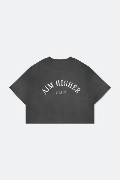 Aim Higher Club Basic Crop Tee/ Washed Charcoal - GROGROCERY