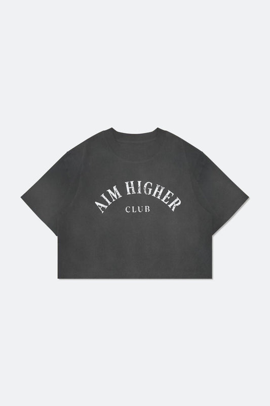 Aim Higher Club Basic Crop Tee/ Washed Charcoal - GROGROCERY