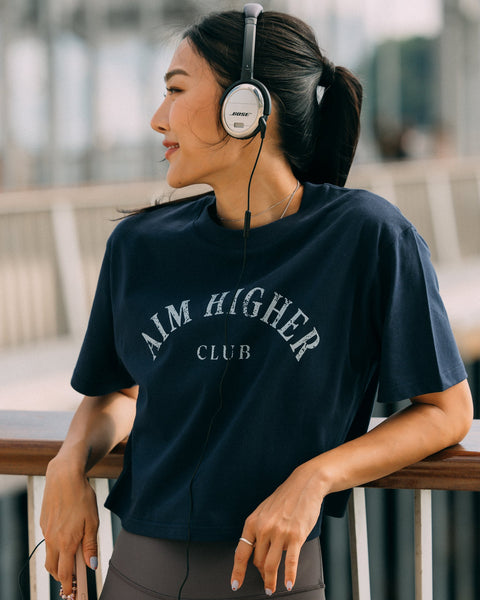 Aim Higher Club Basic Crop Top/ Navy - GROGROCERY