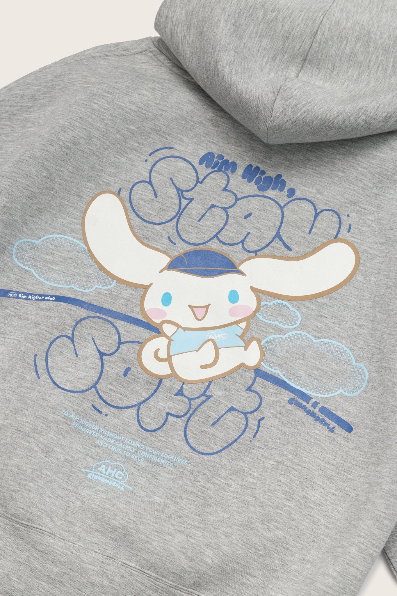 Aim Higher Club ♥ Cinnamoroll Aim High Stay Soft Cloud Touch Cropped Hoodie/ Flecking Grey - GROGROCERY