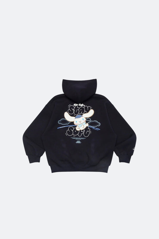 Aim Higher Club ♥ Cinnamoroll Aim High Stay Soft Cloud Touch Zip Up Hoodie/ Navy - GROGROCERY