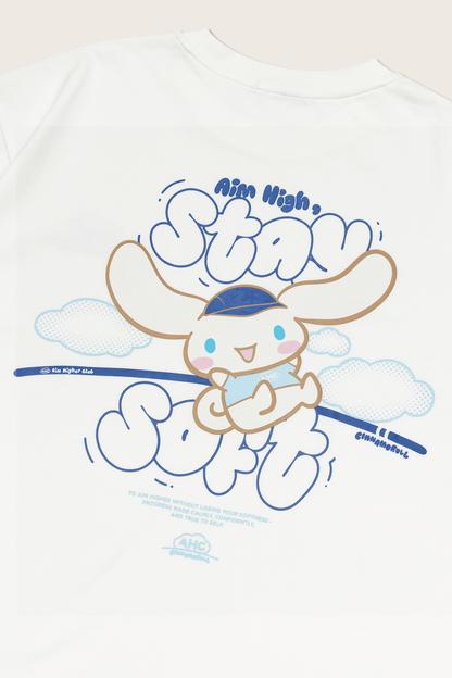 Aim Higher Club ♥ Cinnamoroll Aim High Stay Soft Unisex Tee/ White - GROGROCERY