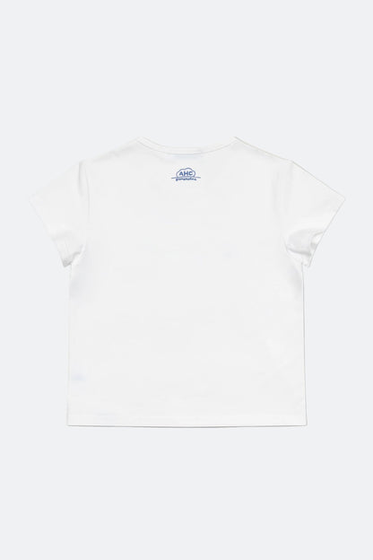 Aim Higher Club ♥ Cinnamoroll Jumping on the Cloud Embroidery Women Fitted Tee/ White - GROGROCERY