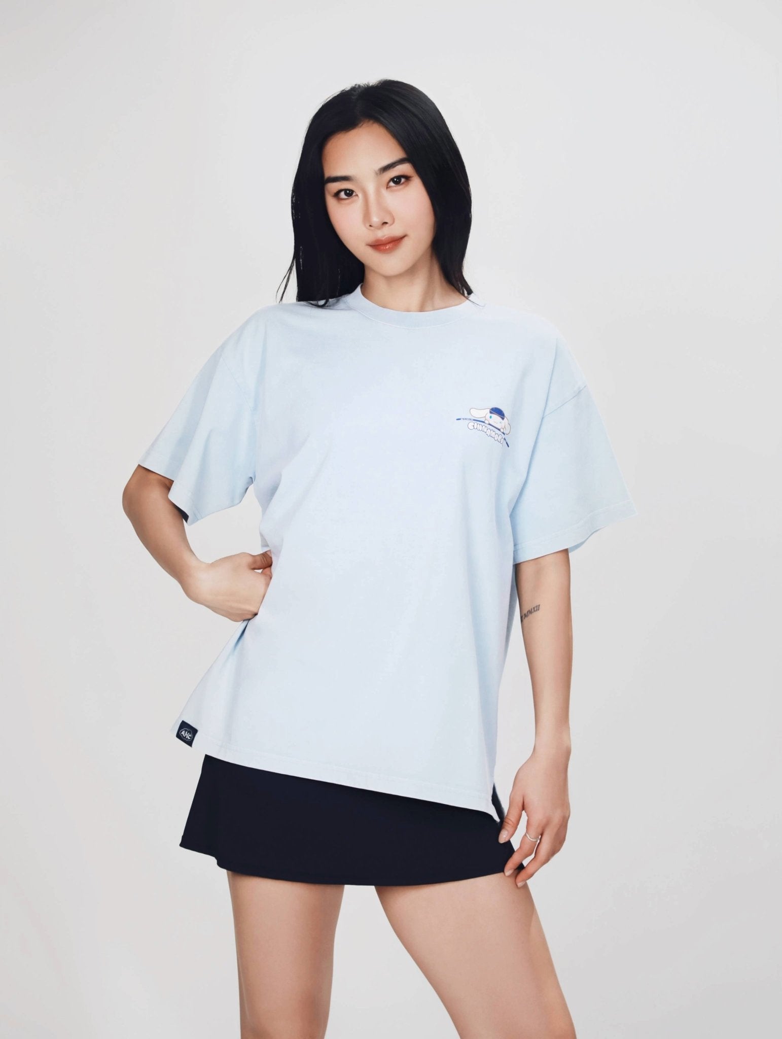 Aim Higher Club ♥ Cinnamoroll Jumping on the Cloud Unisex Tee/ Washed Baby Blue - GROGROCERY