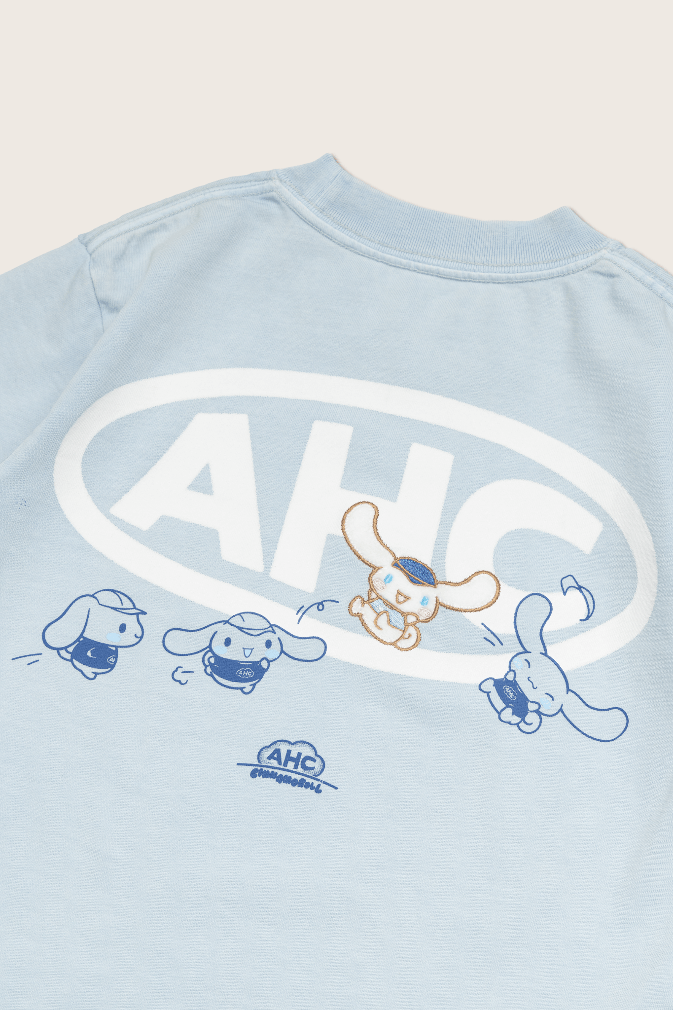 Aim Higher Club ♥ Cinnamoroll Jumping on the Cloud Unisex Tee/ Washed Baby Blue - GROGROCERY