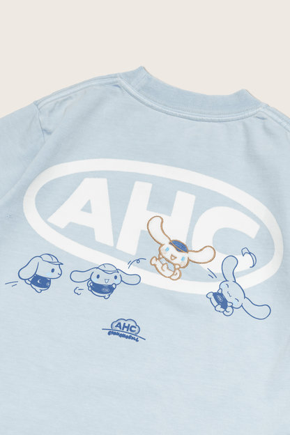 Aim Higher Club ♥ Cinnamoroll Jumping on the Cloud Unisex Tee/ Washed Baby Blue - GROGROCERY