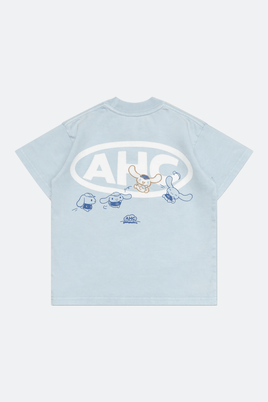 Aim Higher Club ♥ Cinnamoroll Jumping on the Cloud Unisex Tee/ Washed Baby Blue - GROGROCERY