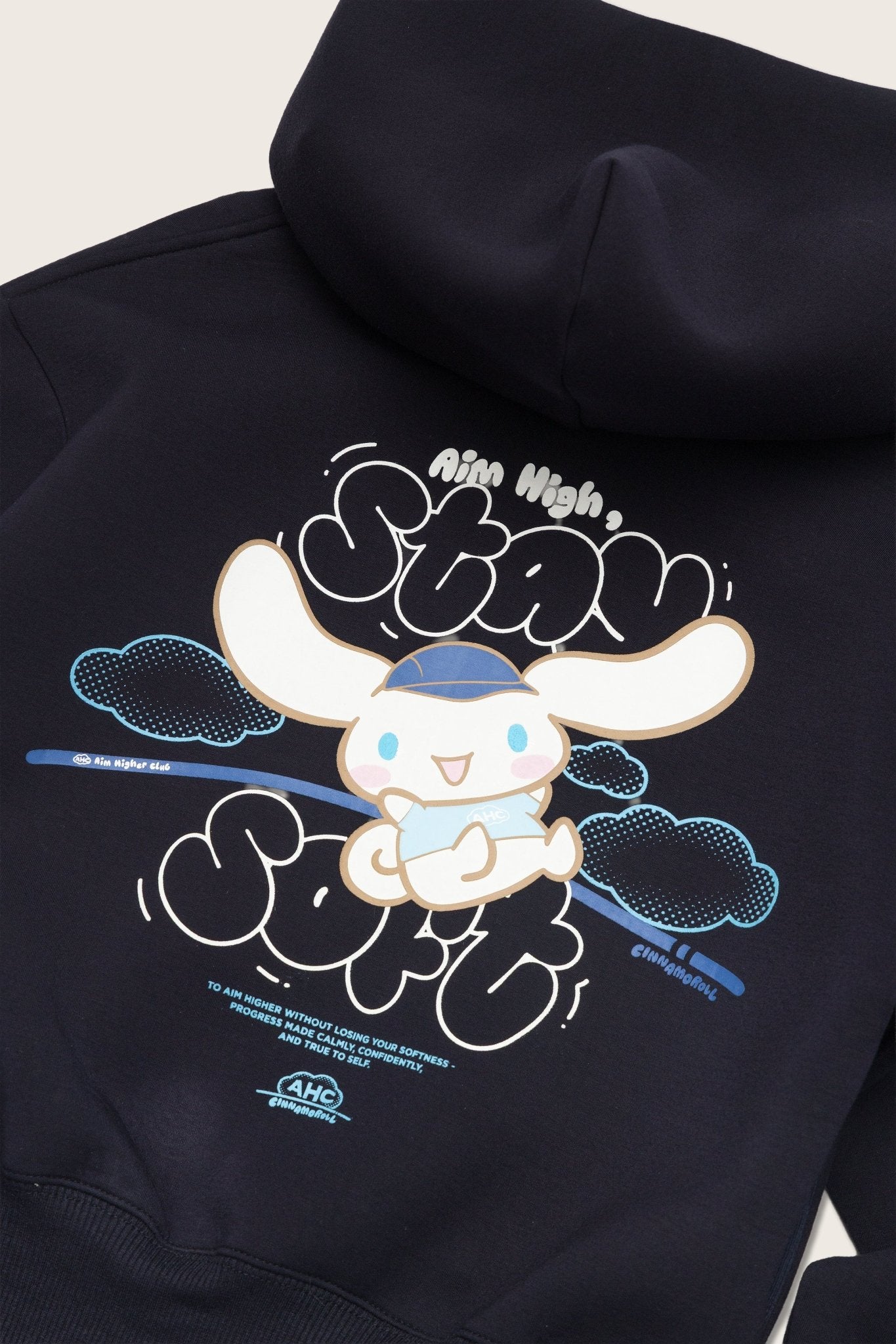 Aim Higher Club ♥ Cinnamoroll Kids Aim High Stay Soft Cloud Touch Zip Up Hoodie/ Navy - GROGROCERY