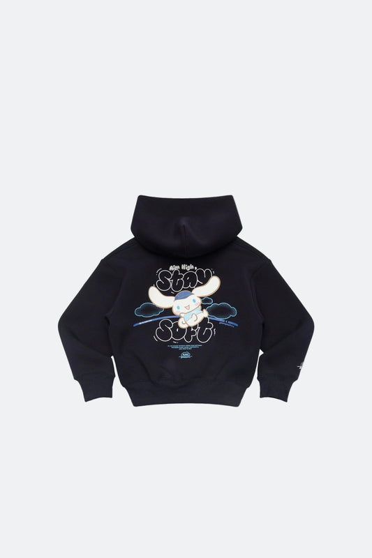 Aim Higher Club ♥ Cinnamoroll Kids Aim High Stay Soft Cloud Touch Zip Up Hoodie/ Navy - GROGROCERY